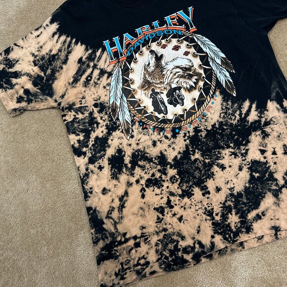 Vintage Harley Davidson Free Spirit AOP Bleach Dyed T-Shirt Adult XXL 2XL Kutter - Picture 2 of 10